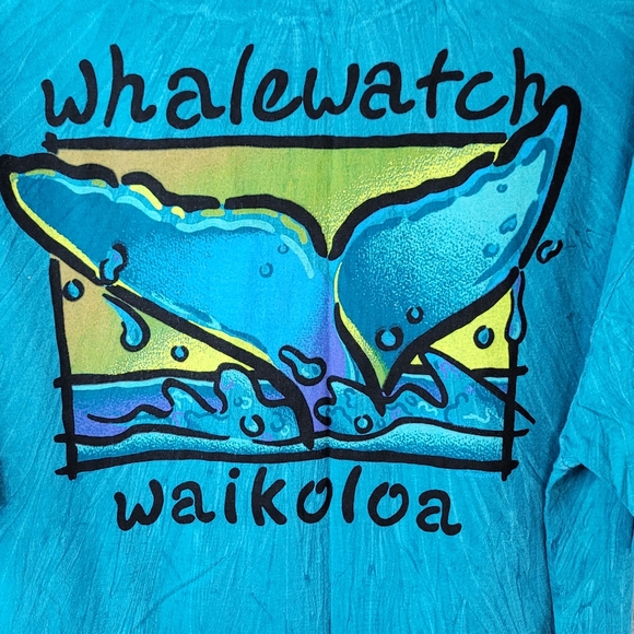 Whalewatch Waikoloa Hawaii Ocean Blue Tie Dye Summer Vintage Tee Men's Size XL - Picture 9 of 13